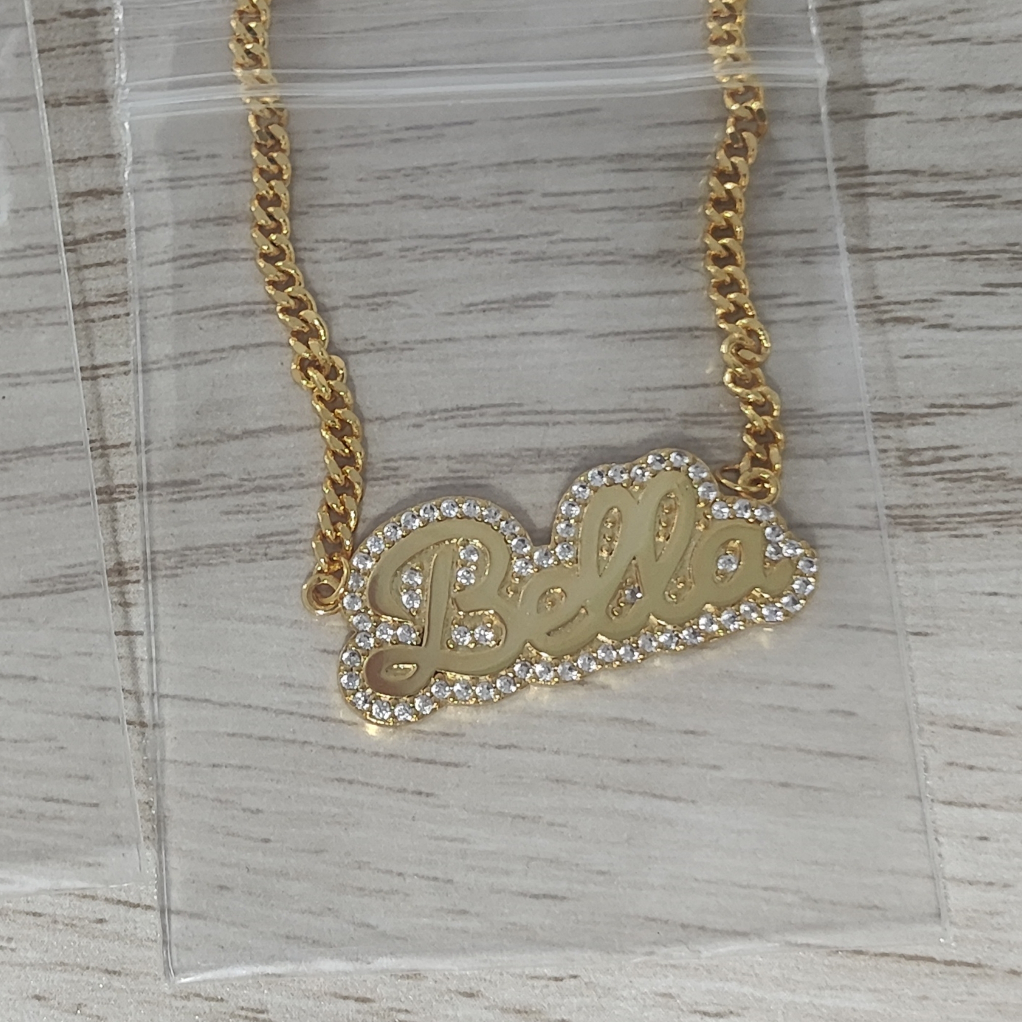 Gold Plated Sparkling Zircon Name Necklace Diamond Custom Necklace