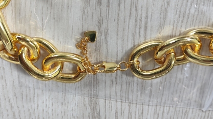 14k Gold Plated Italian Mixed Trombone Chunky Link Chain Necklace