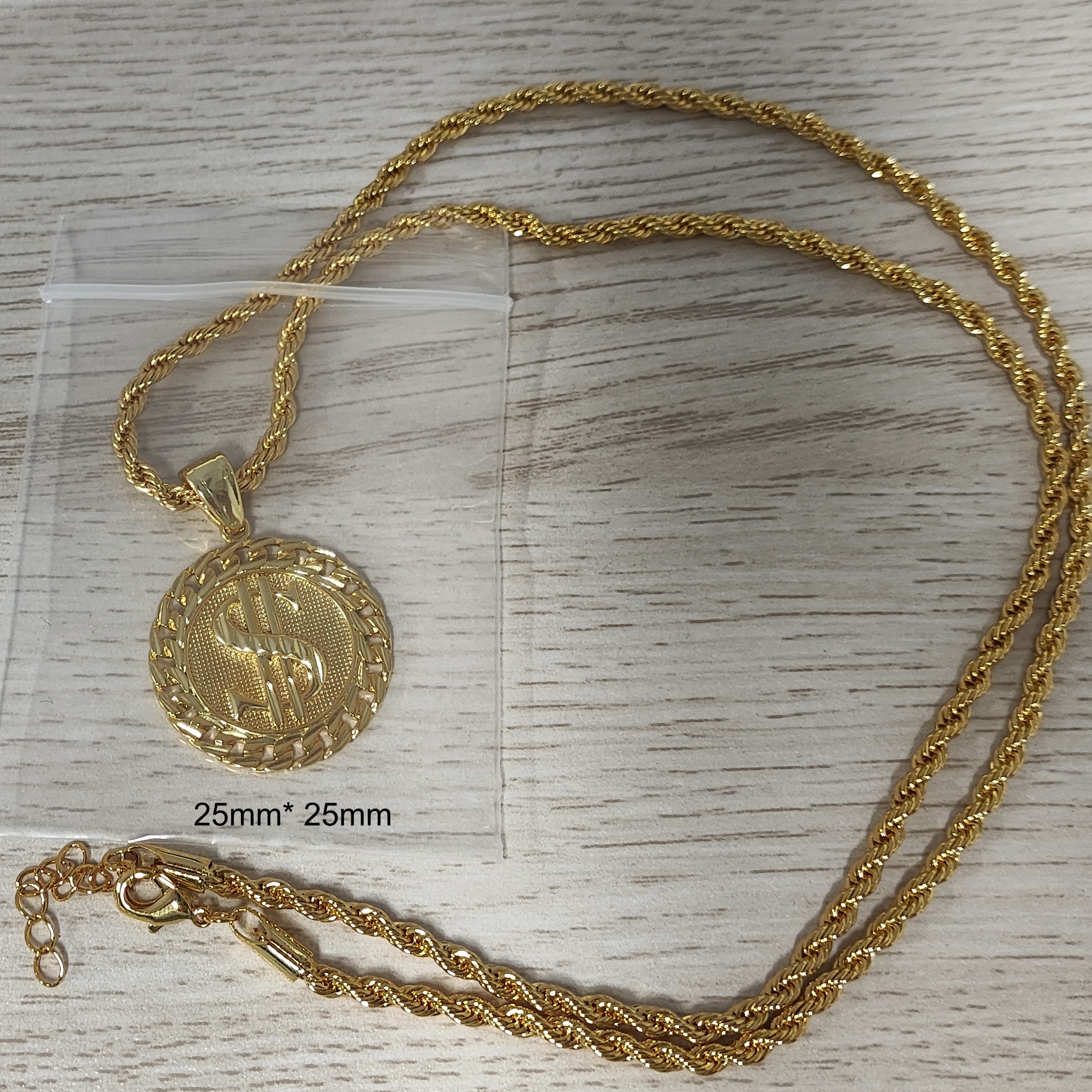 Dollar Money Round Pendant Necklace