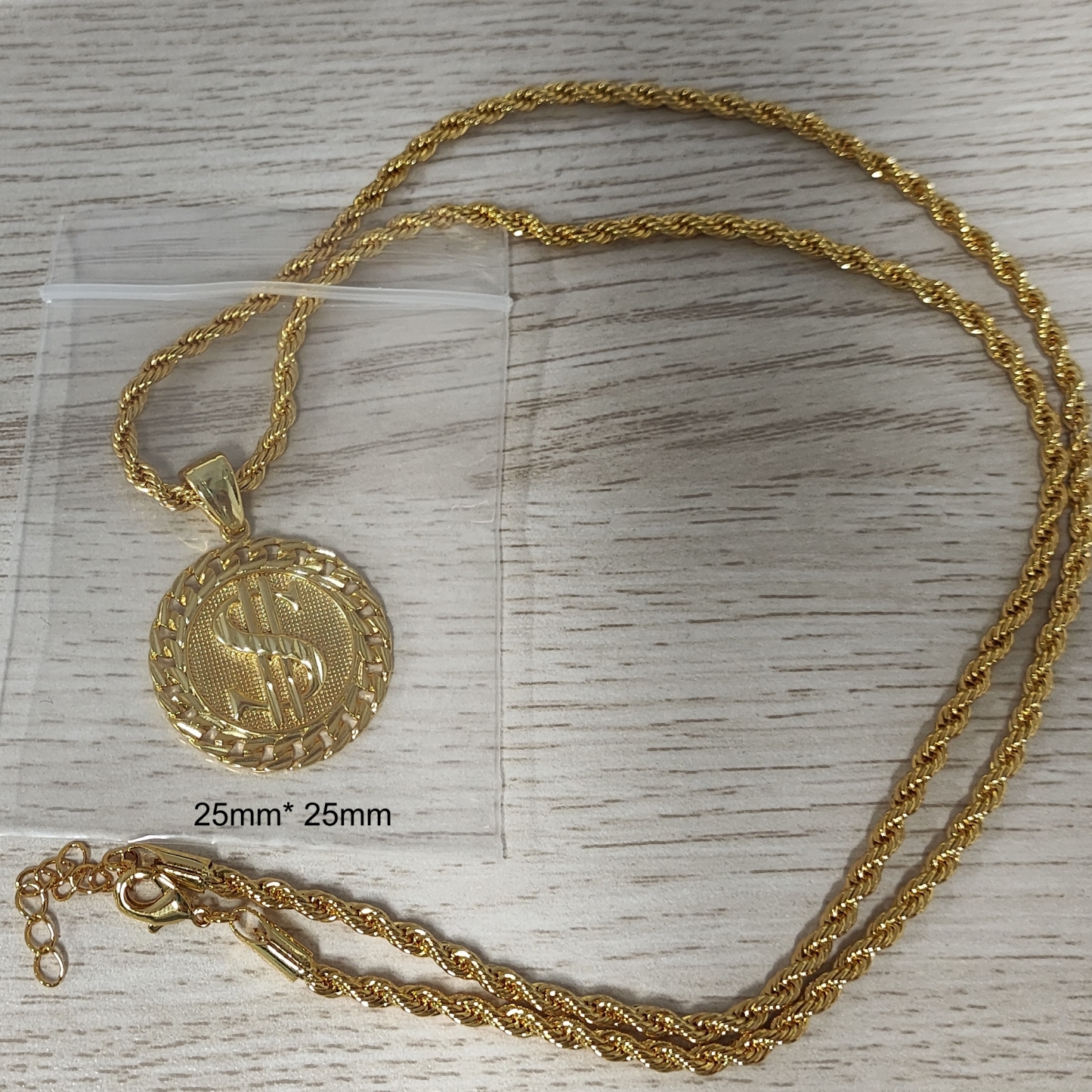 Dollar Money Round Pendant Necklace