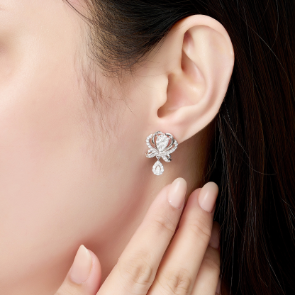 White Gold Plated Diamond Earrings Stud Earrings