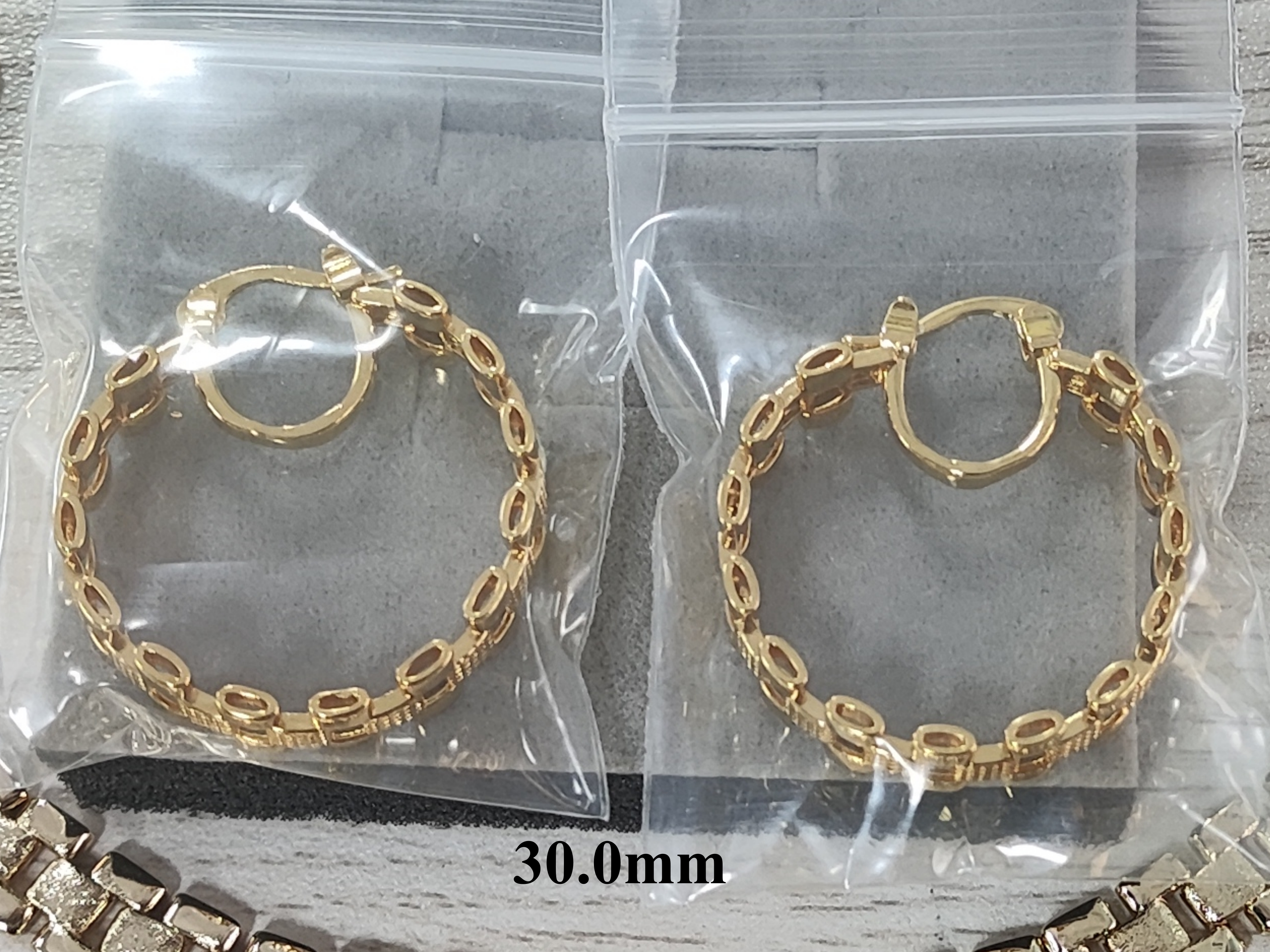 RX Style Watch Band Chain Gold Plated Round Circle Hoop Earrings 