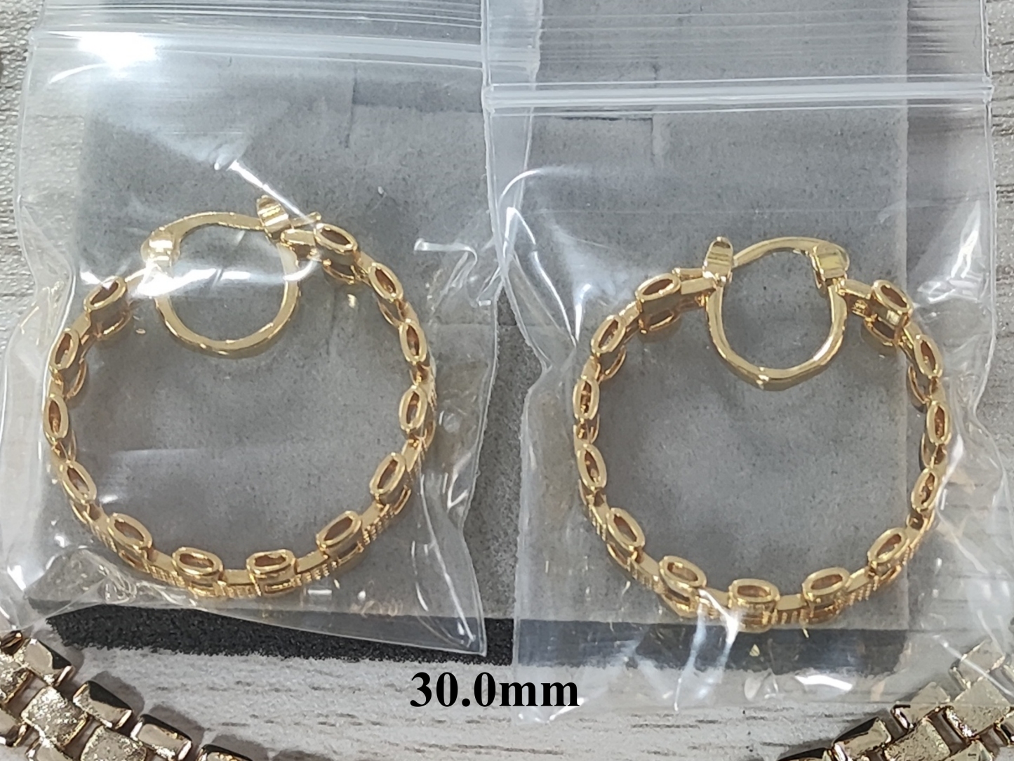 RX Style Watch Band Chain Gold Plated Round Circle Hoop Earrings