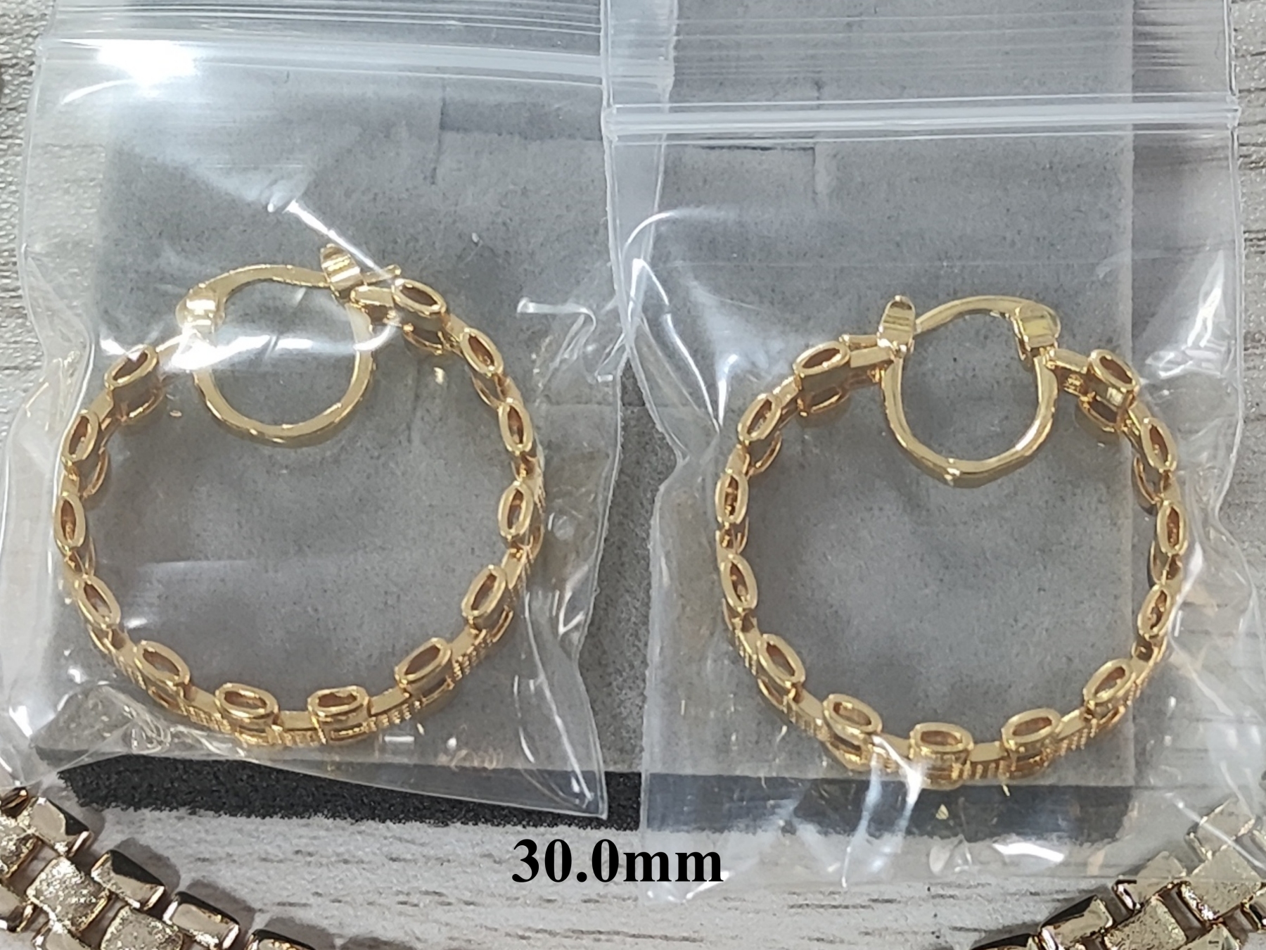 RX Style Watch Band Chain Gold Plated Round Circle Hoop Earrings
