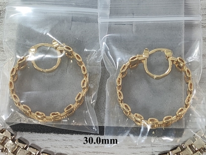 RX Style Watch Band Chain Gold Plated Round Circle Hoop Earrings 
