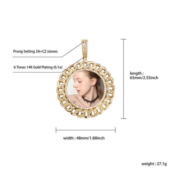 Personalized Round Photo Pendant Necklace With Rope Chain