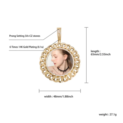 Personalized Round Photo Pendant Necklace With Rope Chain