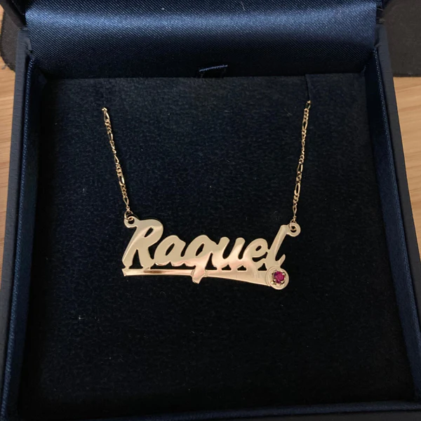 Personalized Custom Gold Plated Birthstone Name Necklace