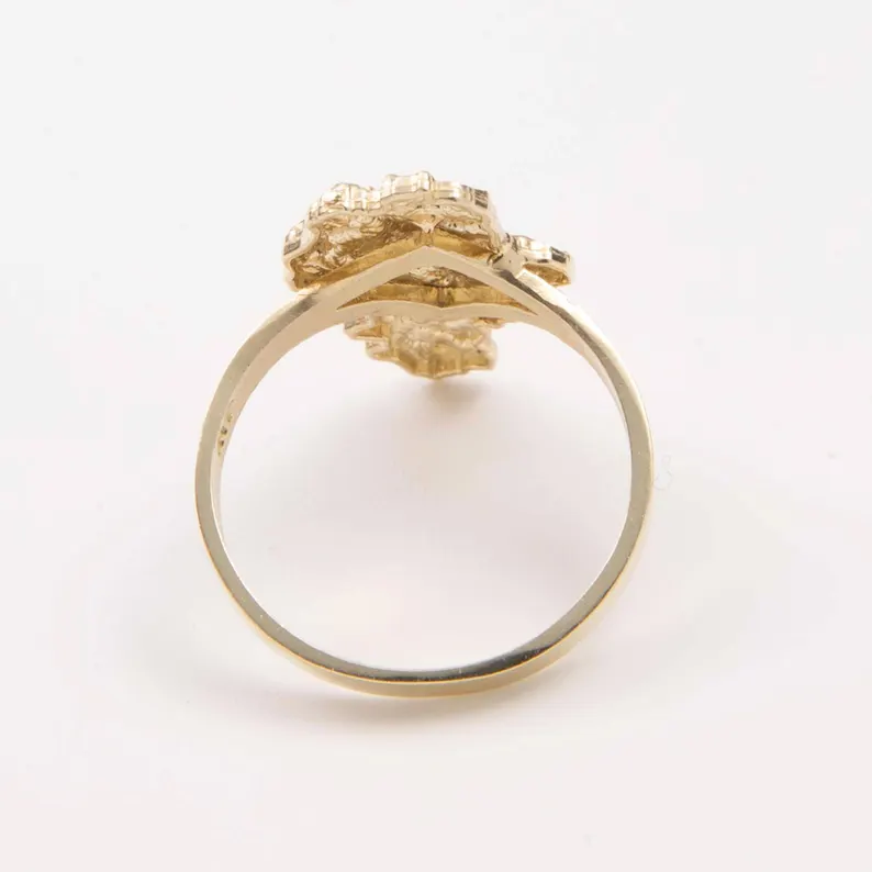 Gold Plated Diamond Cut Nugget Ring Engraved Ring