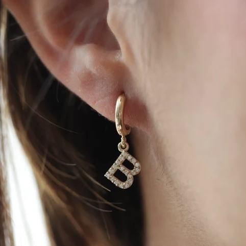 CZ Letter Earrings Personalized Initial Earrings