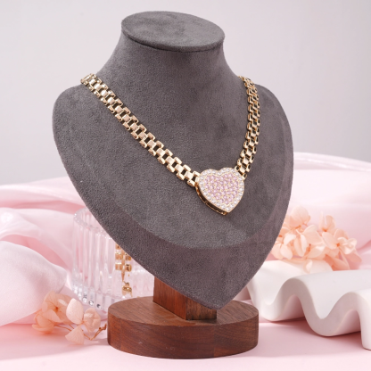 Custom RX Chain Pink Heart Personalized Name Necklace