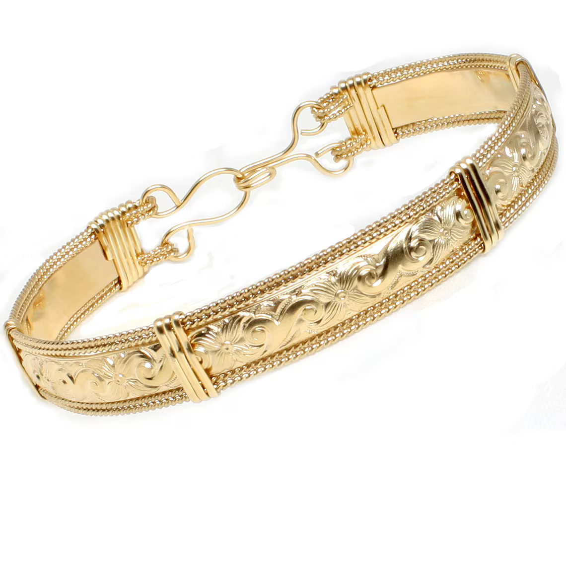 14k Gold Plated Bangle Bracelet Wire Wrap Bracelet
