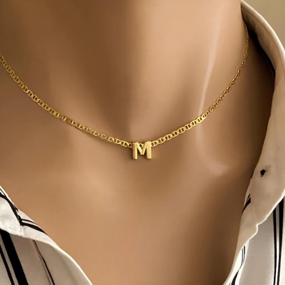 Marine Chain Personalized Custom Letter Pendant Initial Necklace Alphabet Necklace