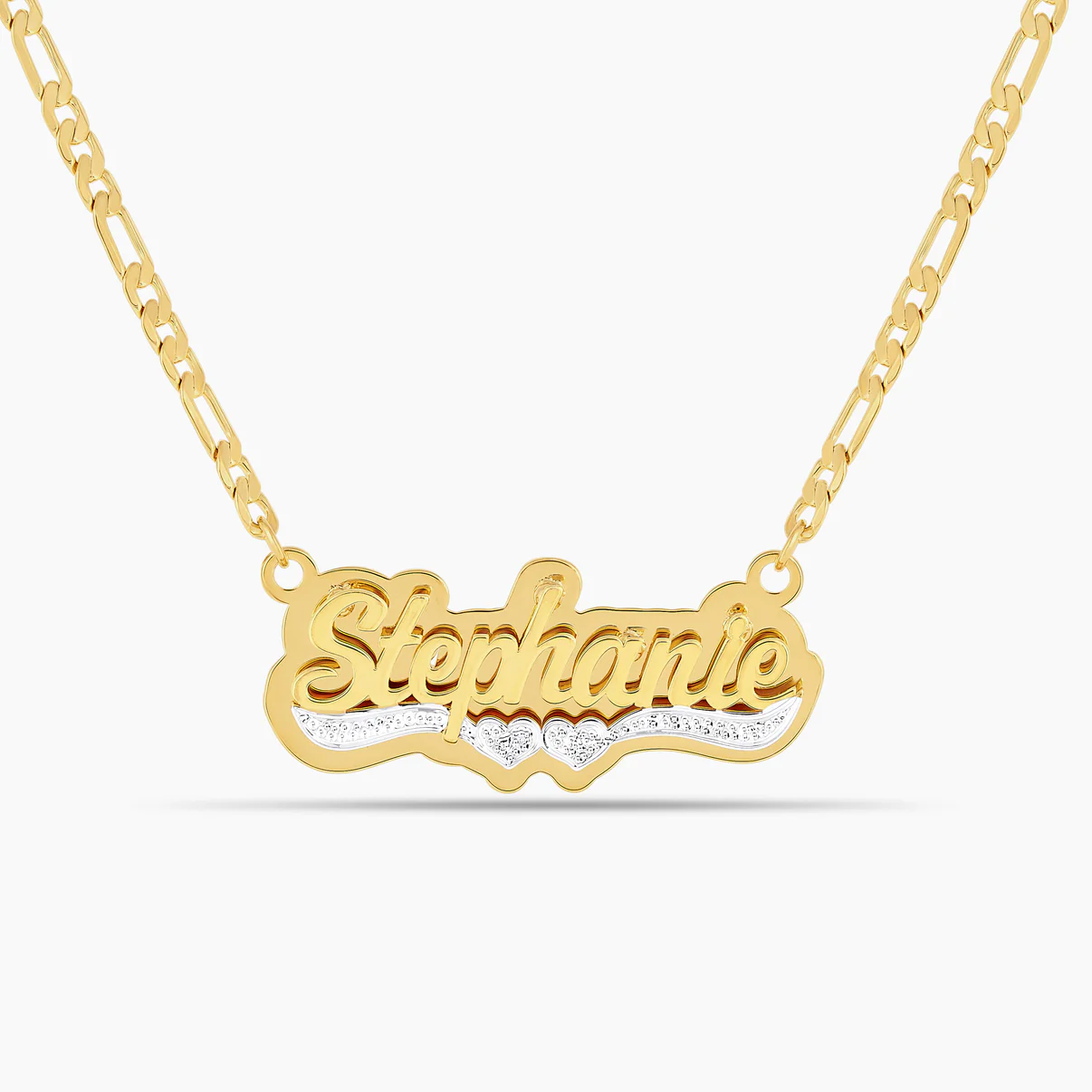 Two Tone Gold Plated Double Layer Personalized Name Necklace