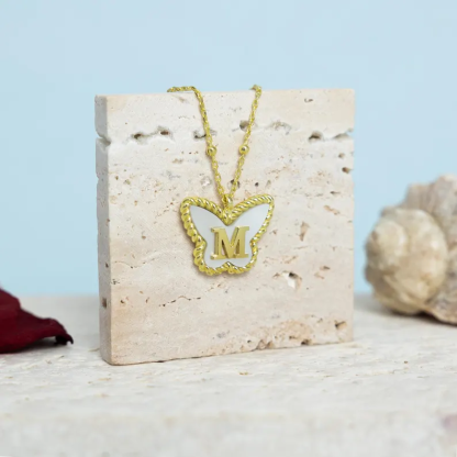 Personalized Initial Necklace Butterfly Pendant Necklace
