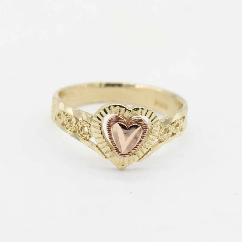 Textured Framed Love Heart Ring