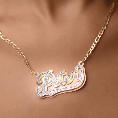 Double Plated Name Necklace Personalized Two Tone Nameplate Necklace