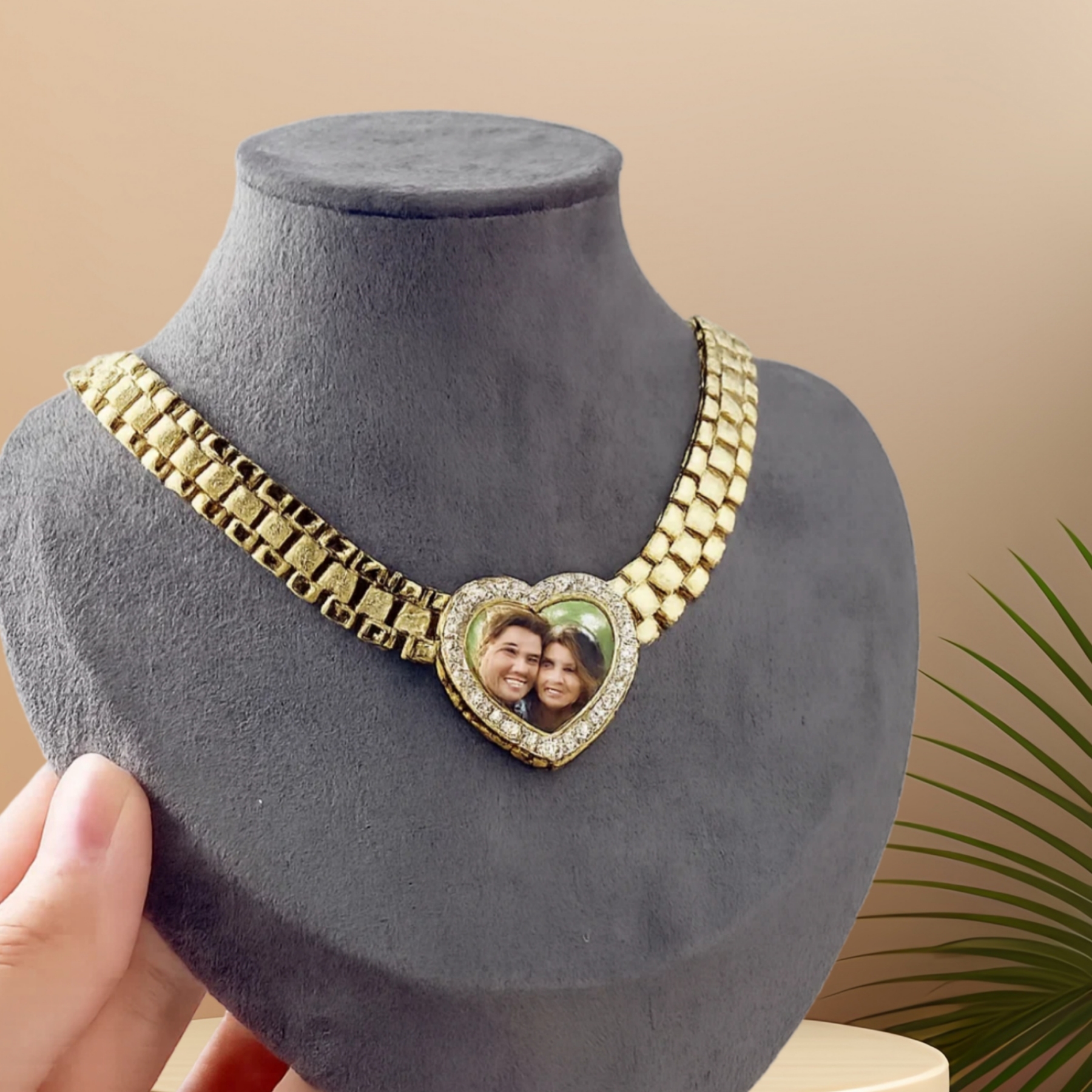 Rx Chain Heart Love Photo Pendant Personalized Photo Necklace