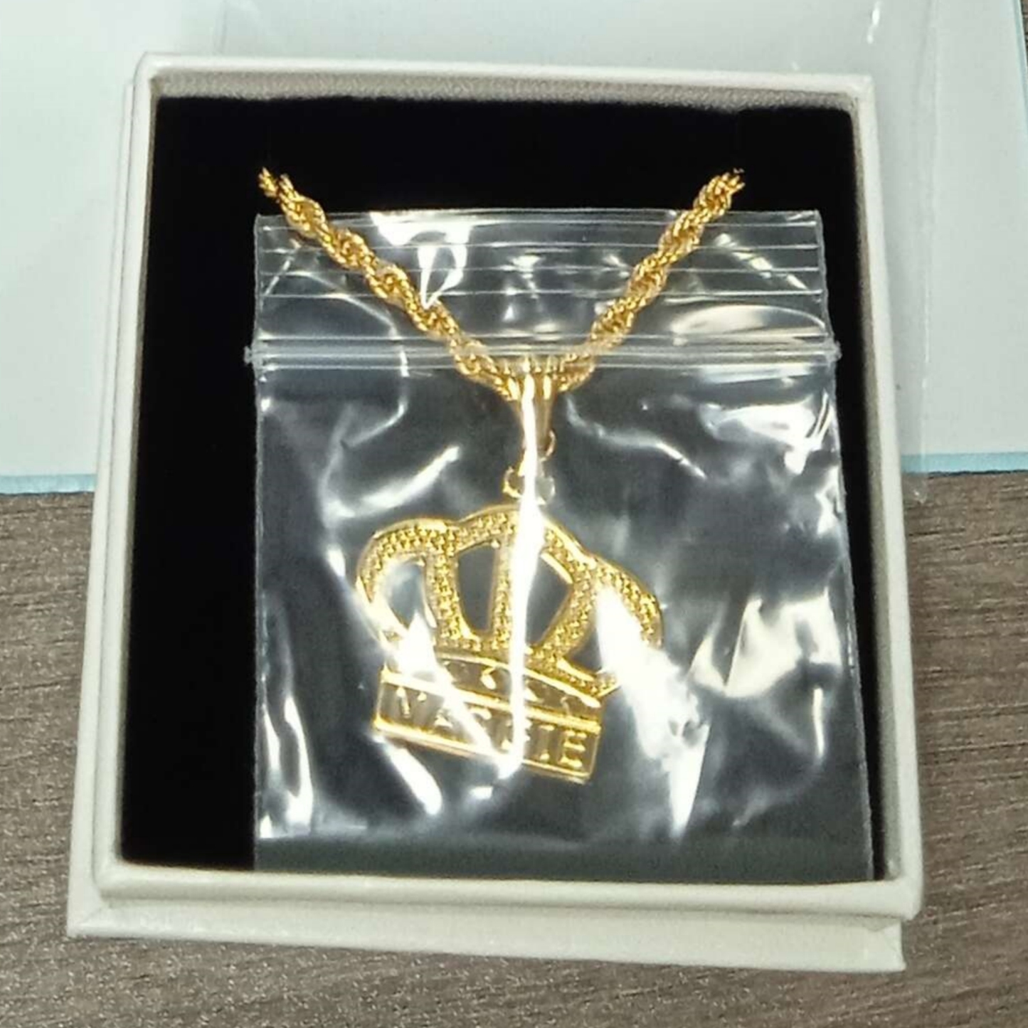 Gold Plated Personalized Diamond Cut King Pendant Engraved Name Necklace