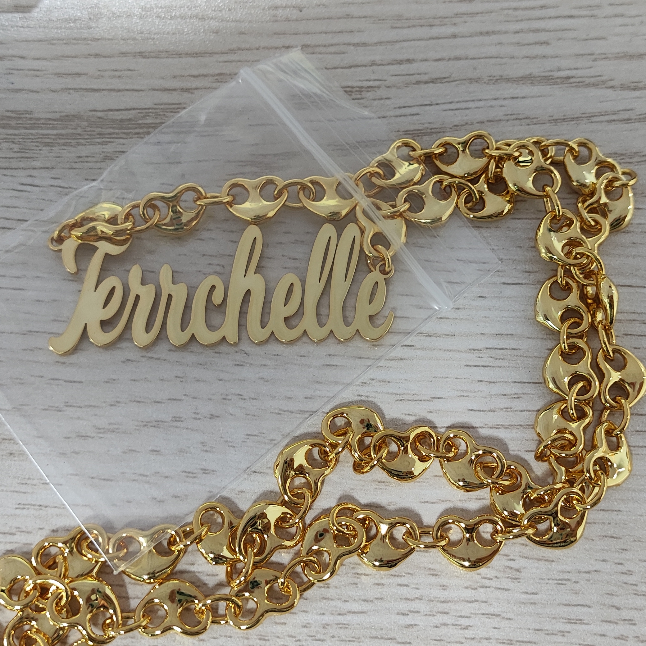Puffed Heart Mariner Link Chain Name Necklace Custom Name Necklace