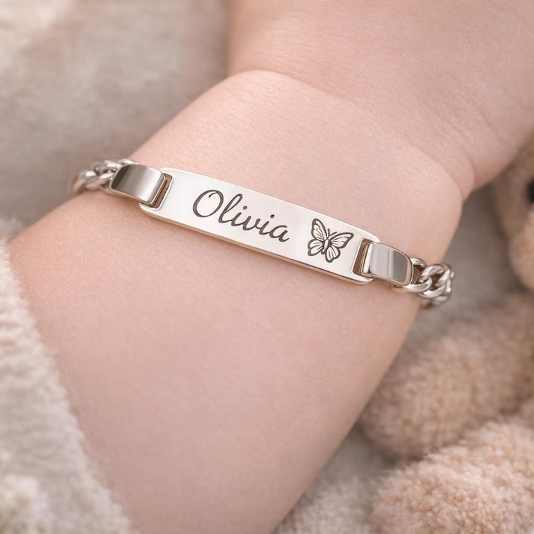 Custom Name Bracelet Gold Plated Baby Name Bracelet with Butterfly