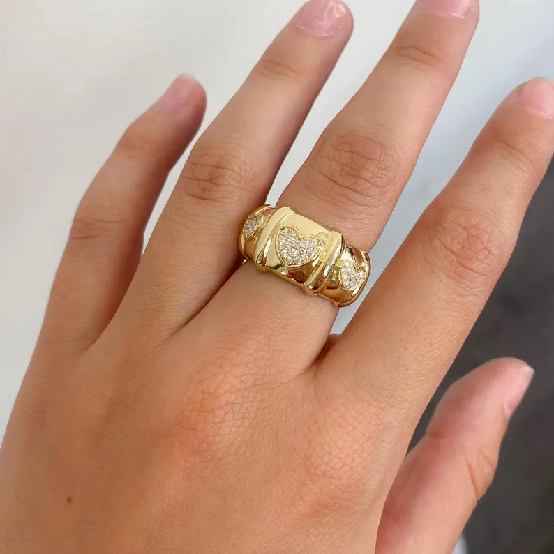 Love Heart CZ Gold Plated Heart Ring
