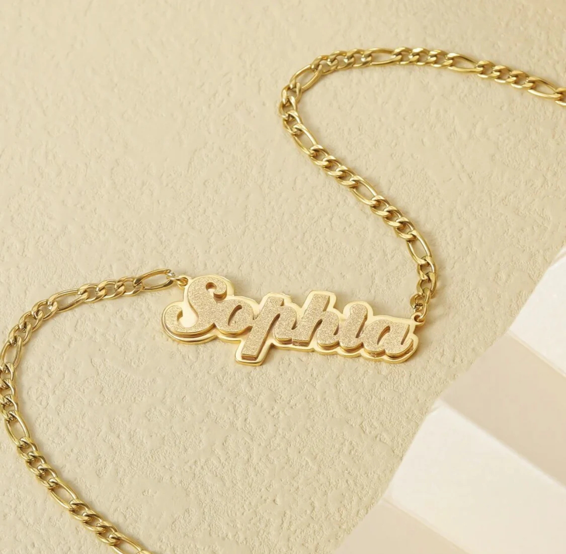 Gold Plated Personalized Custom Double Layer Name Necklace 