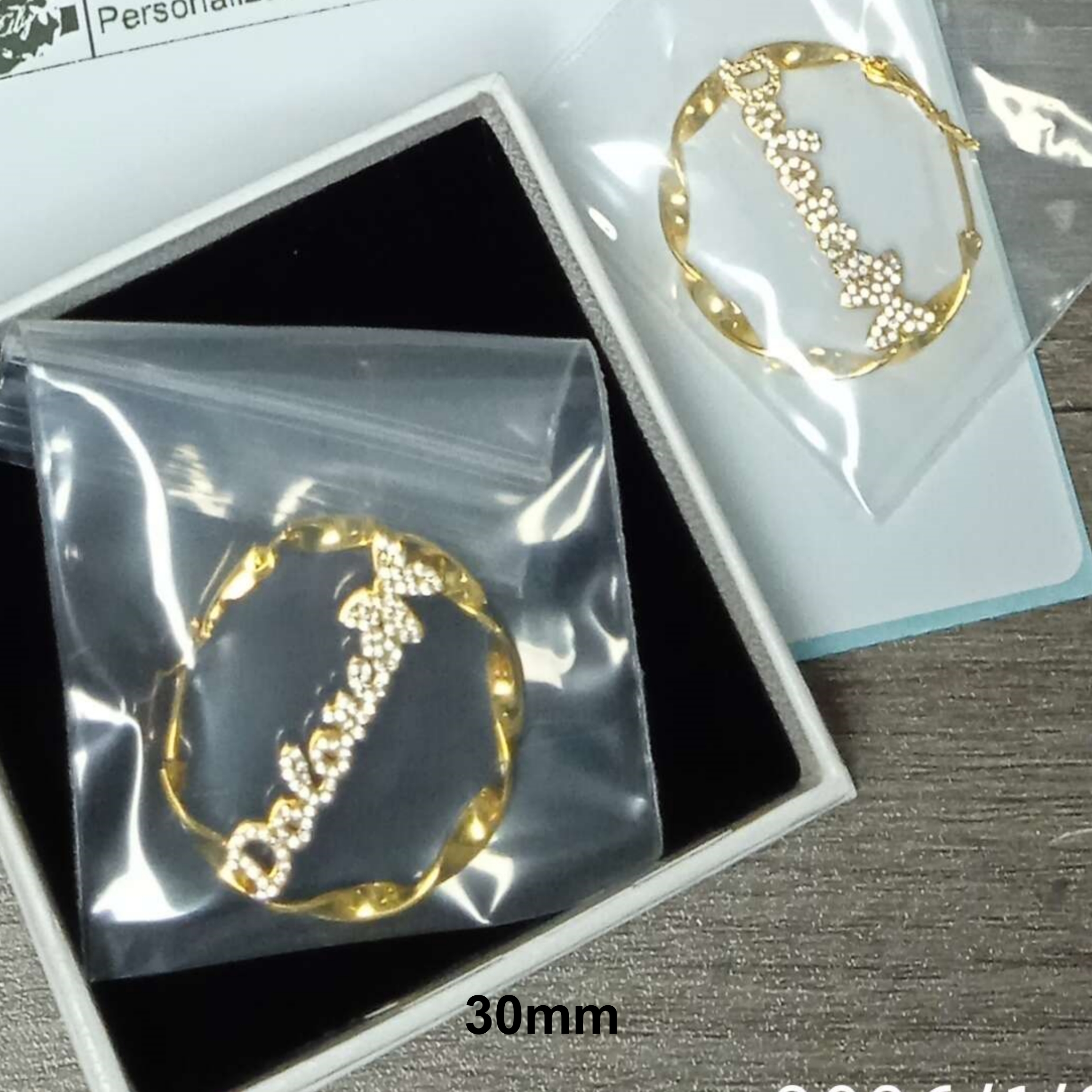 Iced Out Zircon Butterfly Nameplated Personalized Hoop Name Earrings 