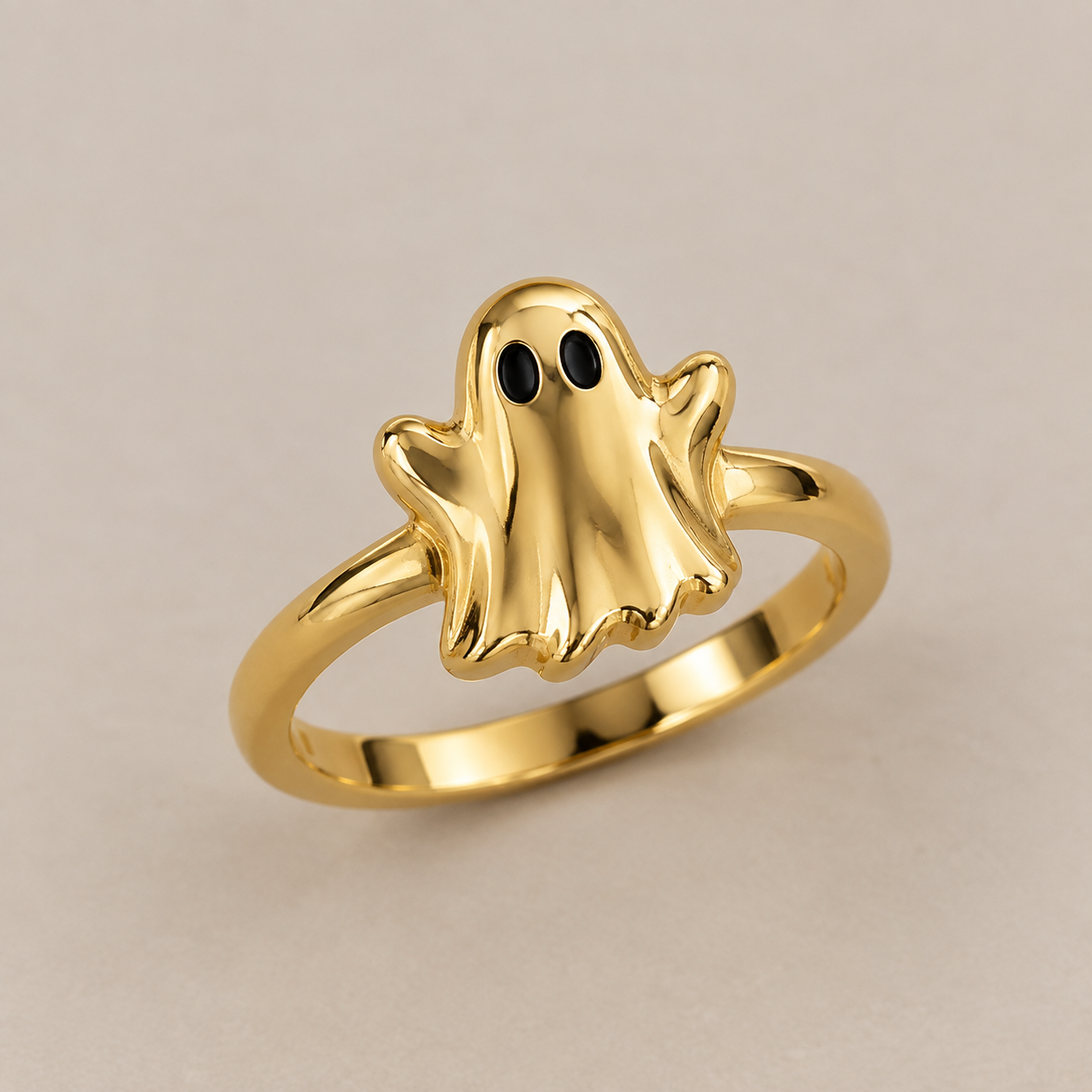 Gold Plated Halloween Ghost Ring 