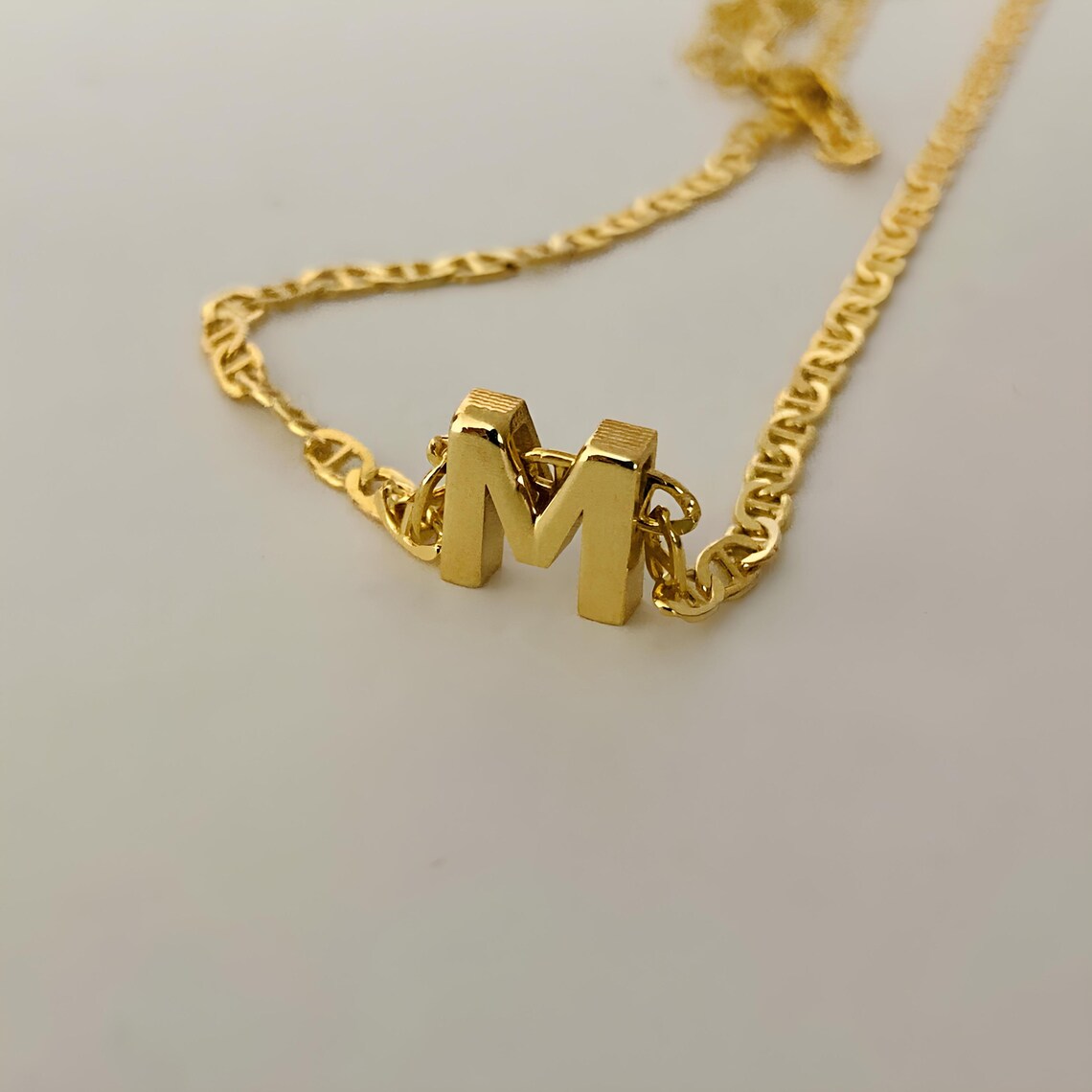 Marine Chain Personalized Custom Letter Pendant Initial Necklace Alphabet Necklace