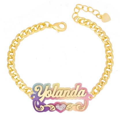 Colorful Acrylic Heart Nameplate Personalized Custom Name Bracelet