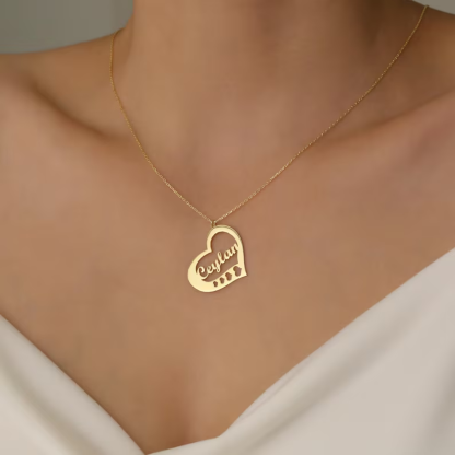 Gold Plated Love Heart Nameplate Personalized Custom Name Necklace