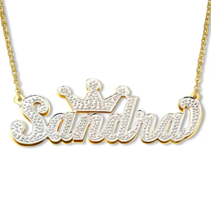 Crown Double Layer Personalized Custom Name Necklace