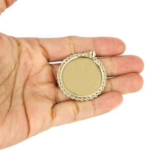 Personalized Gold Plated Round Rope Link Picture Pendant Necklace