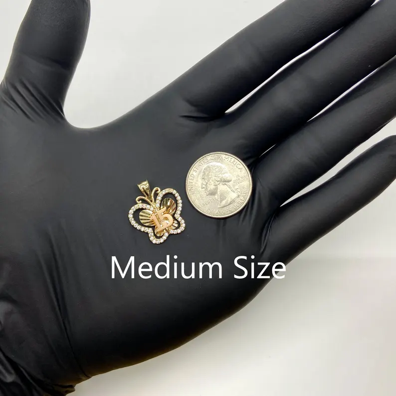 Shiny CZ Butterfly Necklace Number Necklace with Tricolor Chain