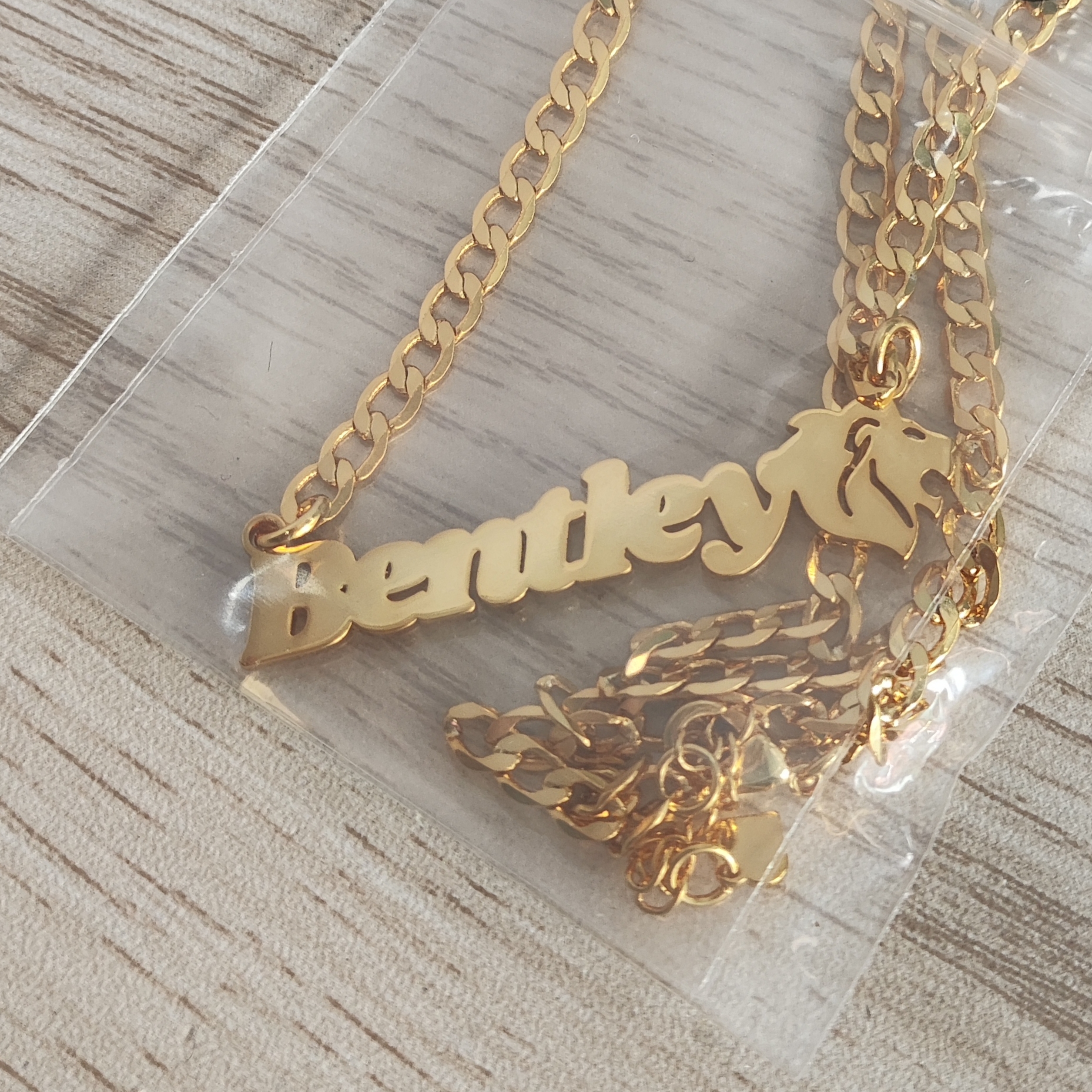Gold Plated Personalized Custom Lion Name Necklace for Men