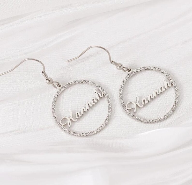 Gold Plated Hoop Earrings Personalized Name Earrings