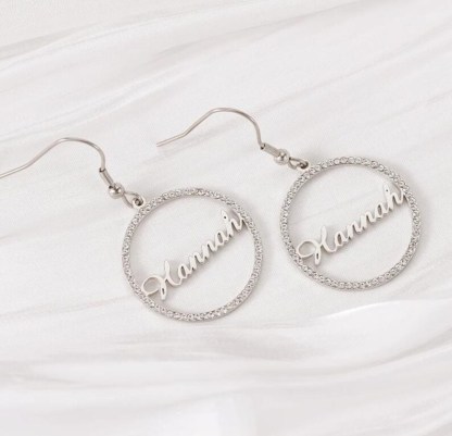 Gold Plated Hoop Earrings Personalized Name Earrings