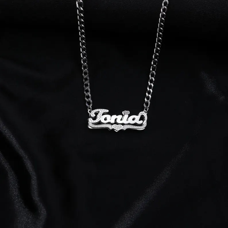 Personalized Custom Double Layer Heart Name Necklace