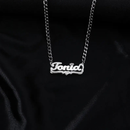 Personalized Custom Double Layer Heart Name Necklace