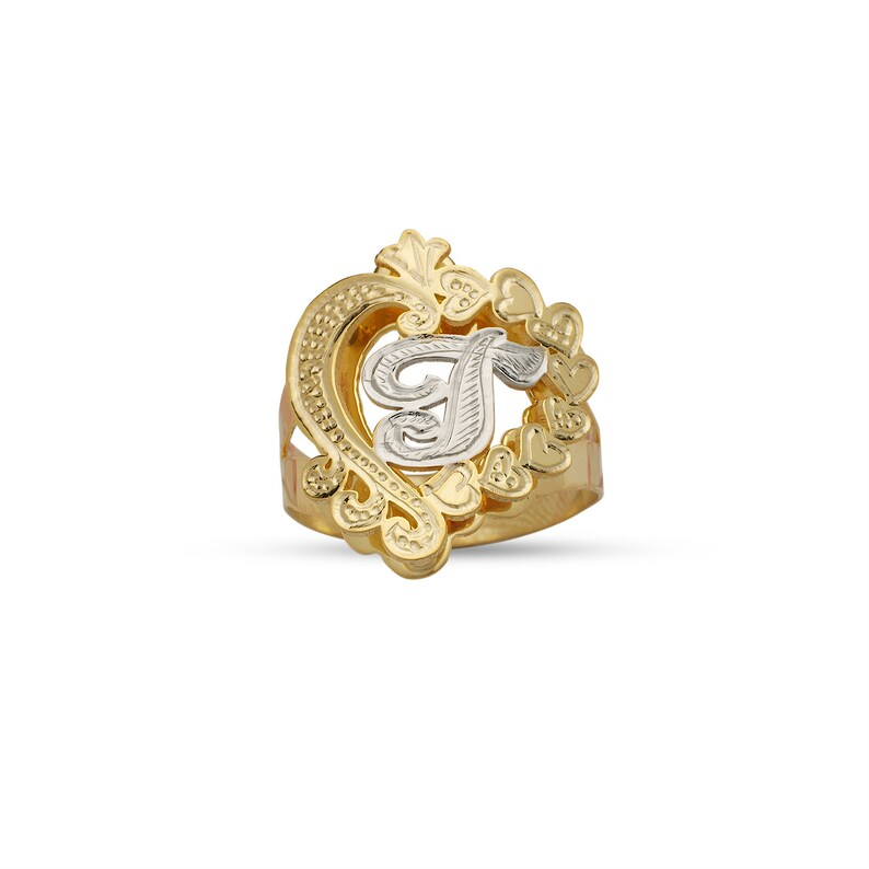 Gold Plated Love Hearts Initial Ring