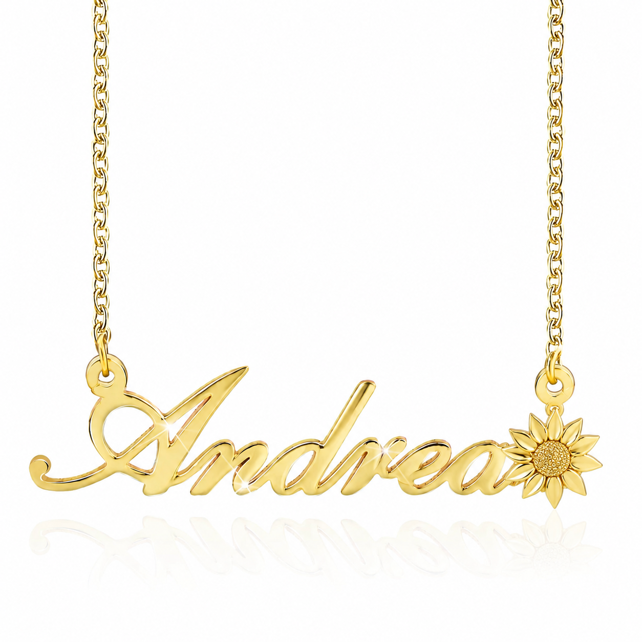 Sunflower Gold Plated Custom Name Necklace