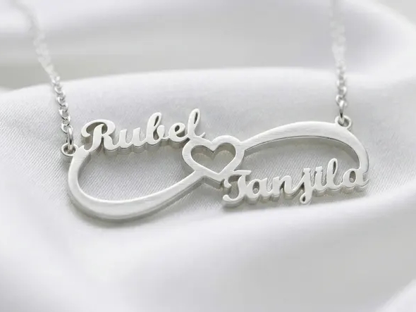 Two Name Heart Nameplate Pendant Personalized Custom Name Necklace