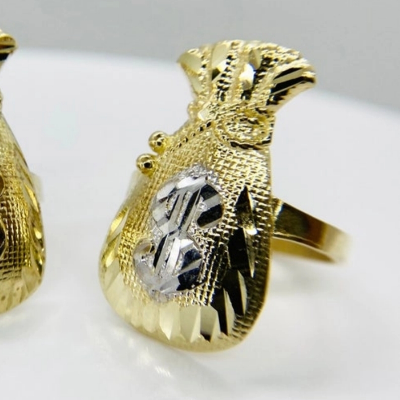 Money Bag Ring Custom Gold Plated Engraved Ring 