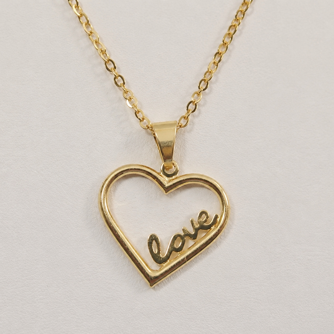 Gold Plated Love Heart Nameplate Pendant Necklace Personalized Name Necklace