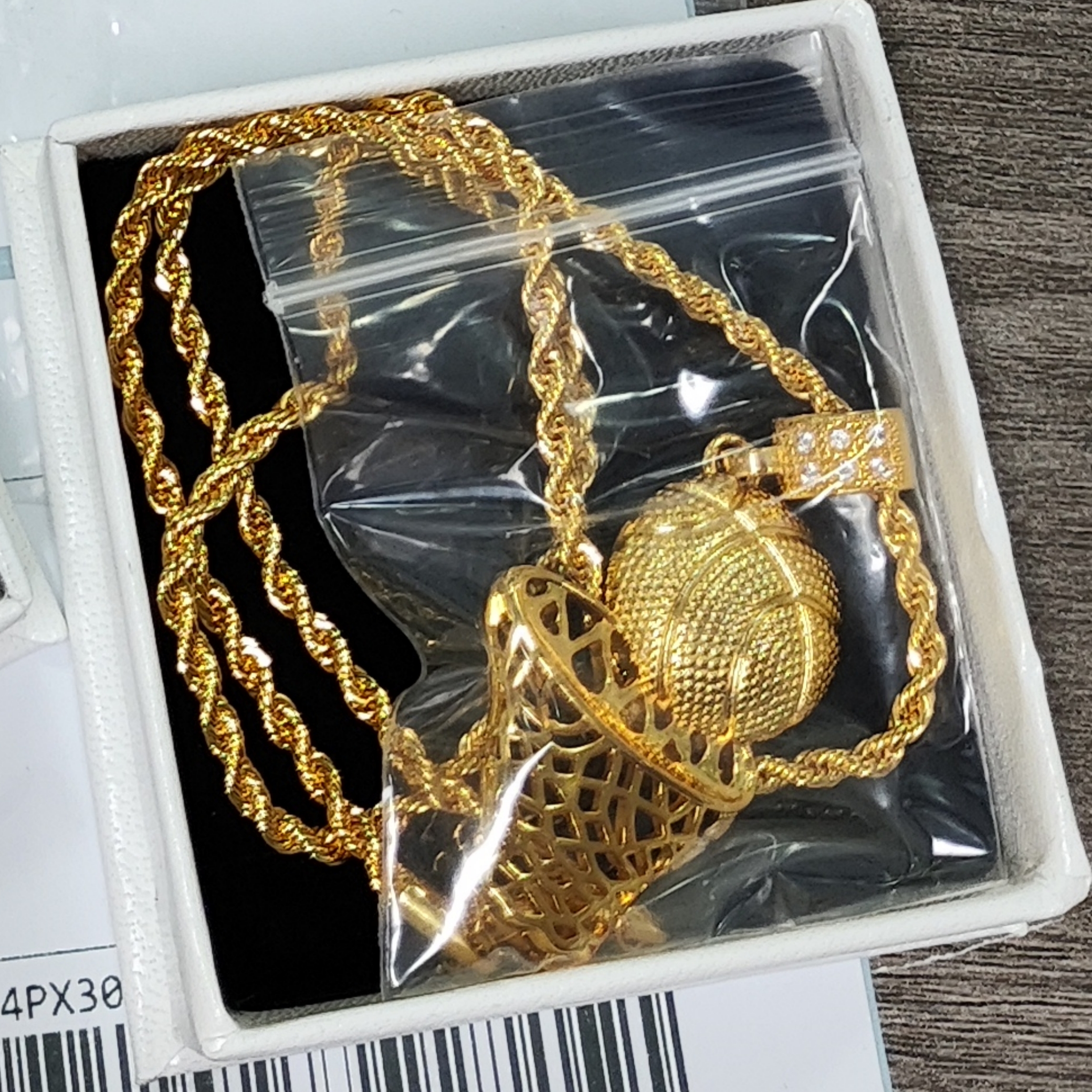 Gold Plated Basketball Pendant Necklace Basketball Hoop Pendant with Rope Chain