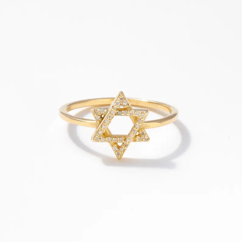 Gold Plated Diamond Star Ring Minimalist Gold Ring