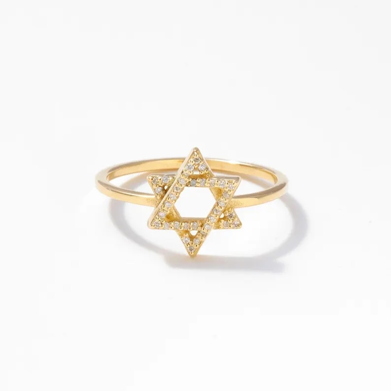 Gold Plated Diamond Star Ring Minimalist Gold Ring