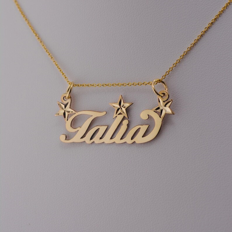 Triple Star Double Layer Gold Plated Custom Name Necklace