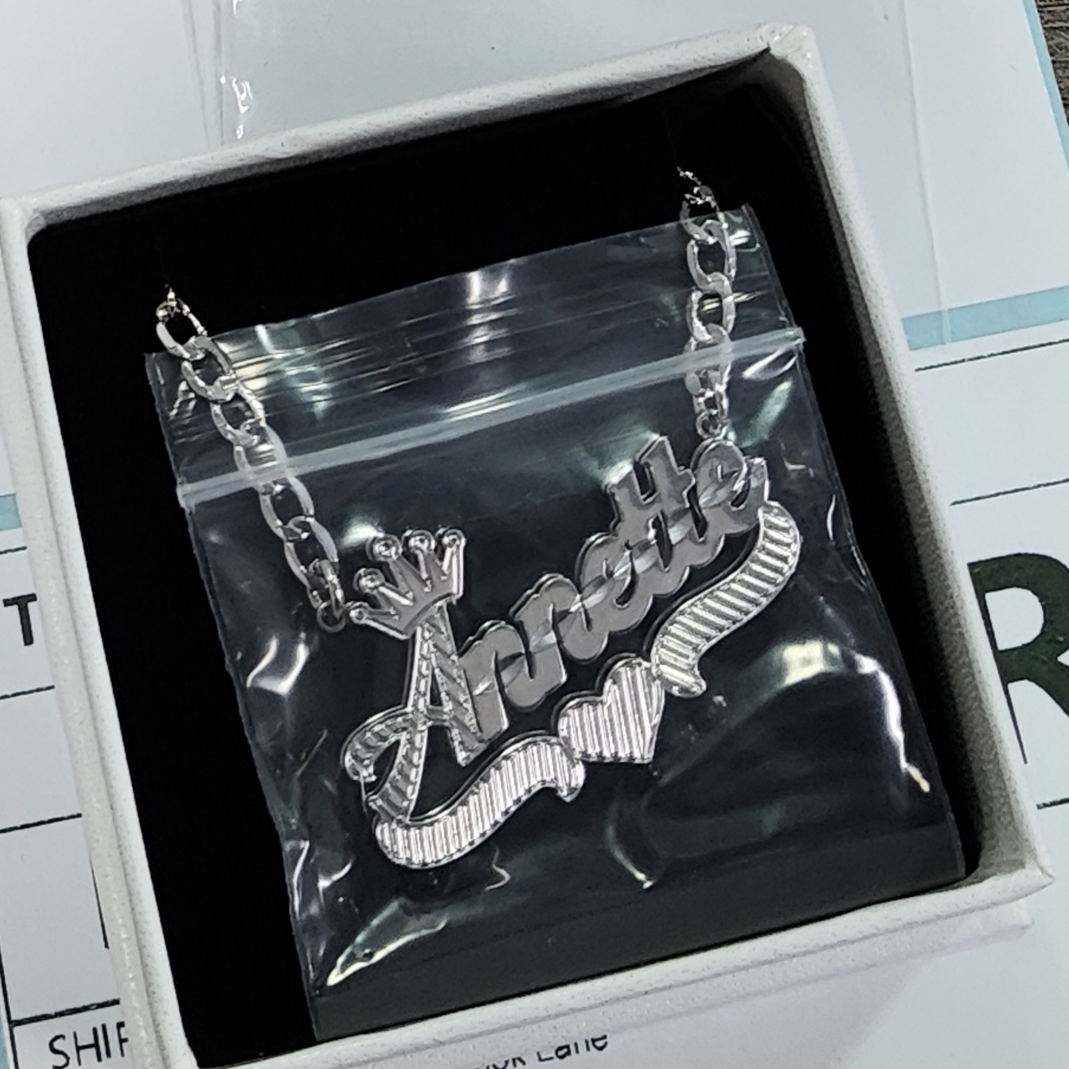 Double Layer Crown Heart Nameplate Personalized Name Necklace 